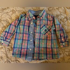Andy and Evan Madras Plaid button up 18-24 months